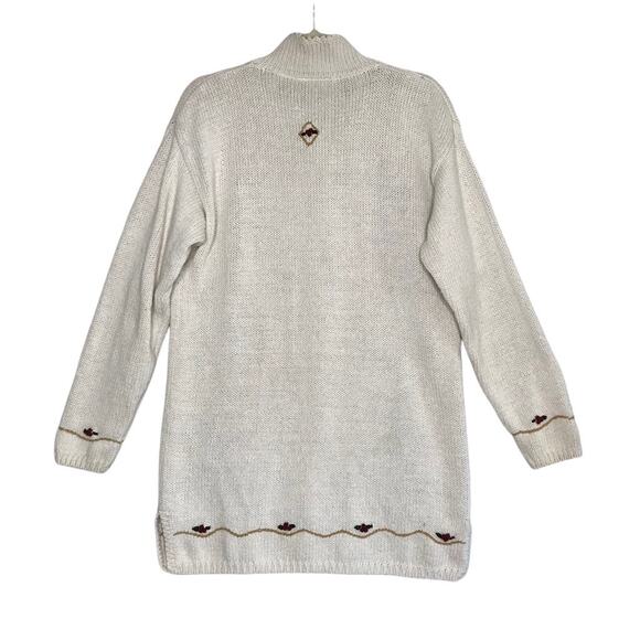 CAPACITY Embroidered Long Cardigan VTG Women M Linen/Cotton Retro Cottage Y2K - Picture 2 of 11